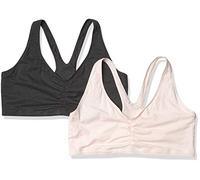 Hanes Women's Cooling Comfort Wireless Bralette Pack, X-Temp Wirefree Racerback Bra, 2-Pack, Opaque, Light Buff/Gravel Grey Heather, M (Pack of 2)