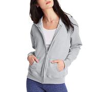 Hanes womensO4637Women's Fleece Full Zip Hood Long Sleeve Hoody - Gray - Medium