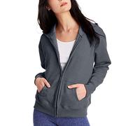 Hanes womensO4637Women's Fleece Full Zip Hood Long Sleeve Hoody - Gray - X-Large