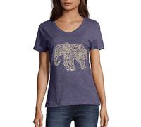 Hanes womensO9175Women's Short Sleeve Graphic V-Neck Tee Short Sleeve Shirt - Blue - Large