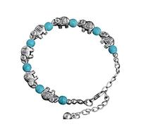 Hanessa Elegant bracelet, silver, elephants, turquoise, balls, link chain, women's jewellery, gift for Christmas, for the wife, girlfriend, women, Silver, without stone