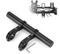 HANEVEAR Bicycle Handlebar Extension, 20 cm, Aluminium Alloy for 25-34 mm Handlebars, with Rubber Sleeves, for GPS, Camera, Torch, Phones