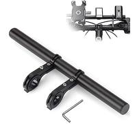 HANEVEAR Bicycle Handlebar Extension, 30 cm, Aluminium Alloy for 25-34 mm Handlebars, with Rubber Sleeves, for GPS, Camera, Torch, Phones