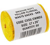 Hanfare CX50/CWMD2 Clinical Waste Bag, Medium Duty, Yellow (Pack of 50)