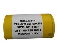 Hanfare CX50/M111 Waste Sack Roll, Medium Duty, 90 L/5 kg, Yellow (Pack of 50)