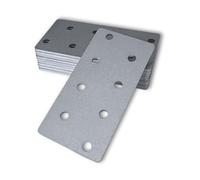 HANFCO® 10pcs 80x40x2,5mm Flat Brackets for Wood, Galvanised Steel Perforated Mending Plates, Wood Metal Flat Joining Plates, Timber Wood Repair Connectors Sleeper Fixing Heavy Duty Joining Brackets