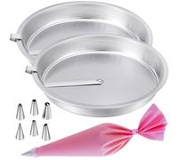 HANFCO® 2 Piece Easy Release Cake Tin with 7 Baking Accessories - 10 and 7 Inch Non-Stick Round Pan Set for Cheesecake
