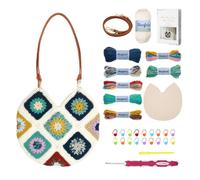 Hanfetch Crochet Kit for Advanced or Intermediate Beginner, Step by Step Video Tutorial and Detailed Guide Instruction DIY Craft Supplies for Adult and Kid with Complete Kit for Granny Square Tote Bag