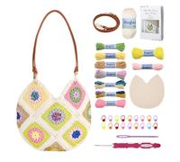 Hanfetch Crochet Kit for Advanced or Intermediate Beginner, Step by Step Video Tutorial and Detailed Guide Instruction DIY Craft Supplies for Adult and Kid with Complete Kit for Granny Square Tote Bag