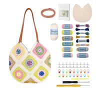 Hanfetch Crochet Kit for Advanced or Intermediate Beginner, Step by Step Video Tutorial and Detailed Guide Instruction DIY Craft Supplies for Adult and Kid with Complete Kit for Granny Square Tote Bag