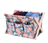 Hanfetch Yarn Caddy Large Size Yarn Storage Organizer for Yarn Skeins-Organizer for Crochet Hooks Knitting Needles Other Accessories (Flower-Grey)