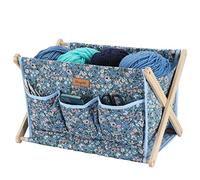 Hanfetch Yarn Caddy Large Size Yarn Storage Organizer for Yarn Skeins-Organizer for Crochet Hooks Knitting Needles Other Accessories (Flower-Blue1)