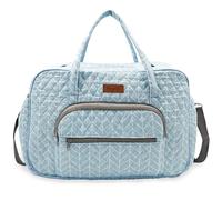 Hanfetch Yarn Storage Organizer, Knitting Crossbody Bag, Large Crochet Tote Bag Yarn Holder Case for Carrying Projects, Knitting Needles, Crochet Hooks and Other Accessories (Blue Chevron)