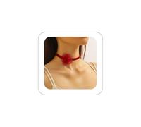 Hanfluenve Boho Flower Necklace for Women Handmade Flower Choker Necklace Vintage Velvet Collar Necklace with Tulle Flower Dainty Floral Neck Accessory Gift, Zinc, No Gemstone