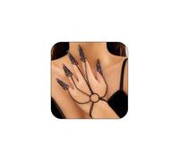 Hanfluenve Gothic Slave Bracelets for Women Black Sexy Hollow Lace Hand Chain Adjustable Half Open Rings Tassel Punk Butterfly Slave Finger Bracelet Statement Jewelry for Girls, One Size, Metal, no