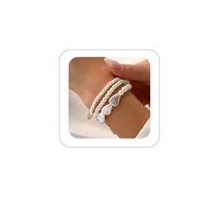 Hanfluenve Layered Bracelet for Women Pearl Bracelets for Women Multilayer Bracelet Stackable Bracelet Baroque Pearl Bracelet Dainty Pearl Bracelets Vintage Brides Everyday Jewelry Gift