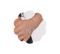 Hanfluenve Punk Snake Bracelet for Women Girls Adjustable Finger Ring Bracelet Retro Slave Hand Harness Chain Bracelet Dainty Snake Hand Chain Jewelry for Party Prom, One Size, Metal, no gemstone