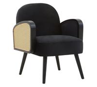 hanford velvet armchair in black with black wooden legs