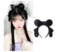 Hanfu Wigs Women, Hanfu Cosplay Wig Black Long Straight Women Anime Ancient Chinese Headband Headgear(Toad Great Immortal)