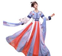 Hanfu Women's Dunhuang Ancient Costume Chinese Style Han Elements, Blue, Medium
