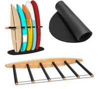 Hang 11 Vertical Surfboard Rack - Surf Racks for Wall, Sustainable Wooden Surf Board Holder with Rubber Mat, Wall Mount Storage, Vertical Paddle Board & SUP Garage Stand (6 arms / 5-6 boards)