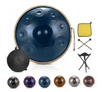 Hang Drum 432Hz Handpan 9 10 12 Notes D Kurd Scale, Ethereal Steel Sound Healing Instrument for Meditation Yoga Zen, Full Kit with Travel Bag and Accessories(Blue,440HZ/12Note)