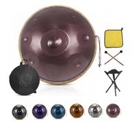 Hang Drum 432Hz Handpan 9 10 12 Notes D Kurd Scale, Ethereal Steel Sound Healing Instrument for Meditation Yoga Zen, Full Kit with Travel Bag and Accessories(Purple,440HZ/12Note)