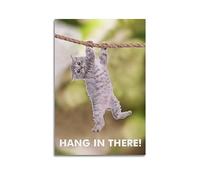Hang in There Cat Retro Motivational Cool Poster Decorative Painting Canvas Wall Posters And Art Picture Print Modern Family Bedroom Decor Posters 08x12inch(20x30cm)