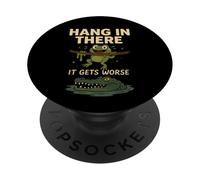 Hang In There Funny Frog Crocodile Meme Dark Humor Design PopSockets Adhesive PopGrip