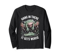 Hang in There It Gets Worse Frog Quote Long Sleeve T-Shirt