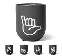 | HANG LOOSE, SHAKA | Mug with hand sign | Grey | Matte porcelain mug | Perfect coffee mug or tea cup | Great gift