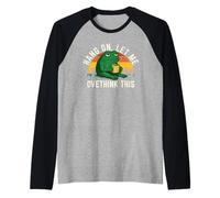 Hang On Let Me Overthink This Funny Frog Drinking Coffee Art Raglan Baseball Tee
