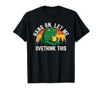 Hang On Let Me Overthink This Funny Frog Drinking Coffee Art T-Shirt