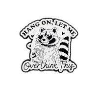 Hang On Let Me Overthink This Raccoon Meme Pin Brooch, Anxiety Enamel Pin, Gift For Overthinker Anxious Friend Coworker, Social Anxiety Lapel Badge, Overthinking Brooches, Sassy Raccoon Accessories