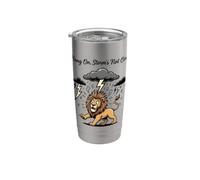 Hang On Storm's Not Over Funny Lion Stainless Steel Insulated Tumbler