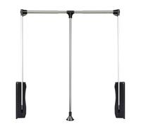Hang pull down wardrobe rail lift, 510-1210mm, adjustable width of crossbar, 30kg load capacity, automatic cushioning, thickened aluminum alloy, space saving,890-1210mm,Black
