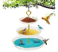 Hangable Bird Bath Bowl, 3-Tier Garden Outdoor Tray Birdbath, S-Shaped Hook Wildlife Feeder Plate, 9.45x17.72 Inches Food And Water Bowl For Patio, Garden, Backyard
