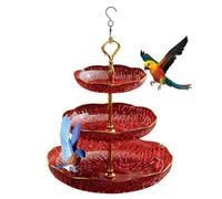 Hangable Bird Bath Bowl, 3-Tier Garden Outdoor Tray Birdbath, S-Shaped Hook Wildlife Feeder Plate, Food & Water Bowl for Patio, Garden, Backyard, 9.45 x 17.72 inches