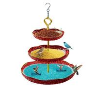 Hangable Birds Bath Bowls - 3-Tier Garden Outdoor Tray Bird Bath S-shaped Hook Wildlife Feeder Feeding Plate Food & Water Bowl for Patio Lawn Backyard Outdoor Bird Accessories