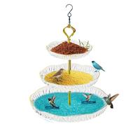 Hangable Birds Bath Bowls - 3-Tier Garden Outdoor Tray Bird Bath S-shaped Hook Wildlife Feeder Feeding Plate Food & Water Bowl for Patio Lawn Backyard Outdoor Bird Accessories