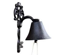 Hangable Dinner Bell - Hand-Cranked Wrought Iron, Rustic Vintage Cast Iron Hanging Bell, Antique Decorative Wall Mount Bells, Ornamental Hand Ring Bells Accent | for Farmhouse Door Garden Ent