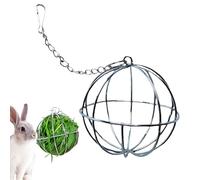 HANGABLE HAY BALL WITH - Stainless steel hangible feeding dispenser, grass rack ball, bunny hamster chinchilla small animals keep your pet's diet