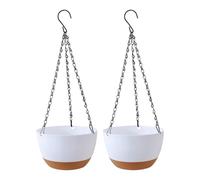 Hangable Pots - Wall Flower Basket for Self Watering Convenience | 9-Inch PP Resin Base, Removable Drain Tray, Hanging Plant Planter, Floating Flower Holder, Home Balcony Decoration