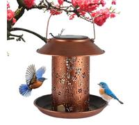 Hangable Solar Bird Feeder - Waterproof Metal Garden Lantern, Hollow Wild Bird Feeder, Durable Outdoor Wildlife Accessory with Solar Powered Light | Balcony Patio Use for Garden Window Deck Lawn
