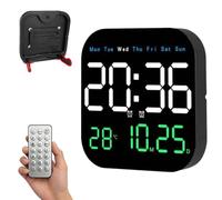 Hangable Standalone Square Clock - Large Digital Wall Clock with Remote Control, Auto-Dimming LED Display, Temperature, Humidity & Date, Big Digital Clock for Home, Office, Bedroom (Three Color)