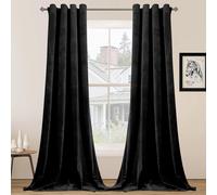 HANGEENGS Super Soft Velvet Curtains For Living Room Luxury Eyelet Velvet Drapes Blackout For Bedroom 2 Panels Window Treatment Thermal Insulated Soundproof & Room Darkening,Black,165x275 cm(WxL)