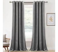 HANGEENGS Velvet Blackout Curtains For Bedroom,Super Soft Window Treatment Thermal Insulated Grommet Blackout Drape 2 Panels Soundproof Velvet Draperies,Dark Grey,120x84 in(WxL)