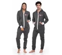 Hanger Craft Unisex Charcoal Hooded Jumpsuit Onesie, 280 GSM Fleece, 65% Cotton 35% Polyester, Full Zip, Comfortable Loungewear (L)