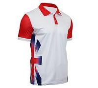 Hanger Lane Men's Short Sleeve Printed Union Jack Regular Fit Polo Shirt Tops (White, S, s)