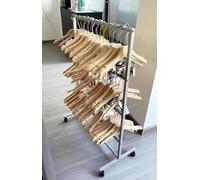 Hanger Stacker,Stackable Floor Standing Clothes Hanger Organizer Cart, 4-Layer Metal Rack For Adult Size Apparel, Ideal For Clothing Stores, Laundry, Shopping Malls, And ,Silver-50x40x120cm/19.7x15.7